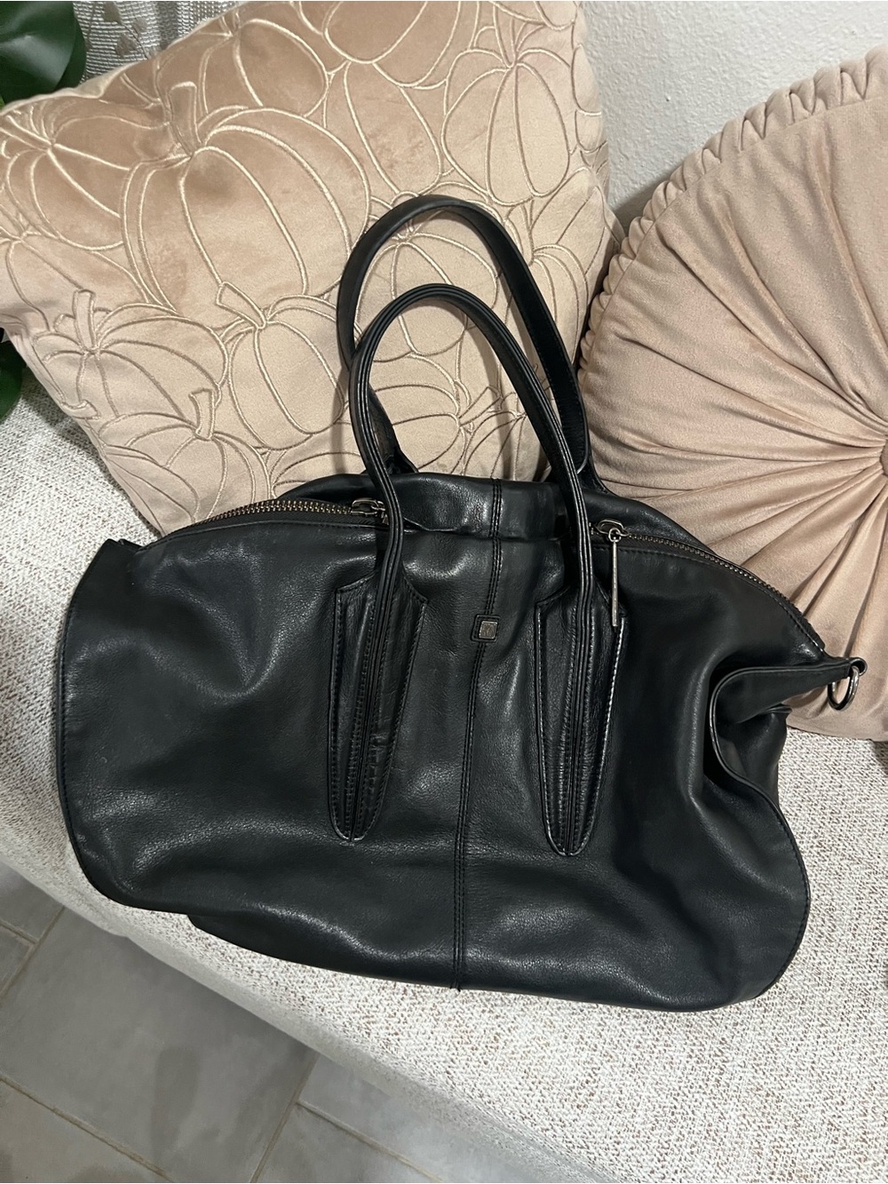 Pour La Victoire Black Leather Travel Tote